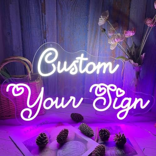 Letreros de Neón Personalizado, Luminoso Nombre LED Luces Pared Decoración Letras Personalizadas para Boda Cumpleaños Fiestas Dormitorio Tiendas Bar Cafetería Hogar Salón