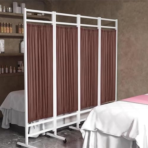 Mobile Sichtschutzwände,Medizinische Sichtschutzwände Auf Rädern,Raumteiler,Faltbare Roll-Sichtschutzwände,Sichtschutzwände For Den Innenbereich,Geeignet For Krankenhäuser,Privatkliniken(Brown)
