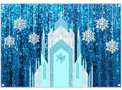 Luminora 2,1 x 1,5 m Eis- und Schneeschloss-Hintergrund, Winter-Schneeflocken, Geburtstagsparty-Hintergrund, Prinzessinnen-Babyparty-Dekoration, Banner (kein Glitzer, keine Pailletten), Foto-Requisite