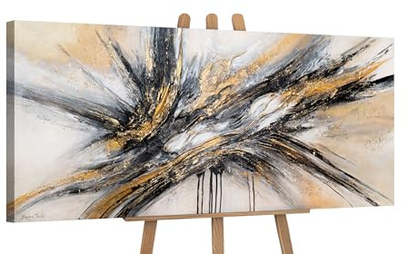 YS-Art Abstrakt Acrylbild mit gold handgemalt moderne echtes Kunstwerk