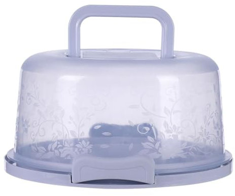 Kuchen Transportbox Rund mit Deckel und Tragbarer Tragegriff Kuchenbehälter Lang 26 cm Höhe 12 cm Tortentransportbox Transparent Plastic Tortenbehälter Modern Tortenplatte für Torte Muffins (C)