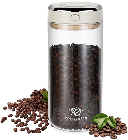 Staranry Kaffeedose Luftdicht, 1700ml Kaffeebohnen Behälter, Kaffeebehälter mit CO₂-Ventil & Datumsanzeige, Aromadichter Vorratsbehälter für Kaffeebohnen, Tee NüSse Kakao LäNger Und Frisch Bleiben