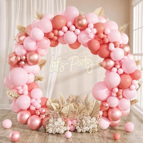 Luftballon Girlande Retro Rosa, 115 Altrosa Rosa Luftballons Geburtstag Set Mit Luftballons Rosegold, Pastell Pinke Ballons Für Mädchen Frau Geburtstag, Babyparty Decorations, Boho Hochzeit, Verlobung