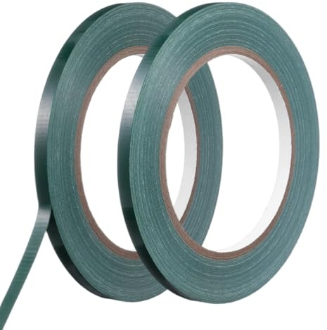 Josojoou 2Rolls Green Floral Tape 1/4 Inch Wide Strong Adhesion Flower Tape Waterproof Floral Tapes for Bouquet Stem Wrapping and Art Crafts(98ft/Roll)