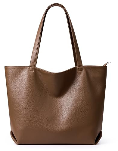 KALIDI Handtasche Damen Groß Kunstleder Shopper Tasche Damen Umhängetasche Arbeitstasche mit Reißverschluss für Schule Büro Arbeit Reisen Ausflug Einkauf