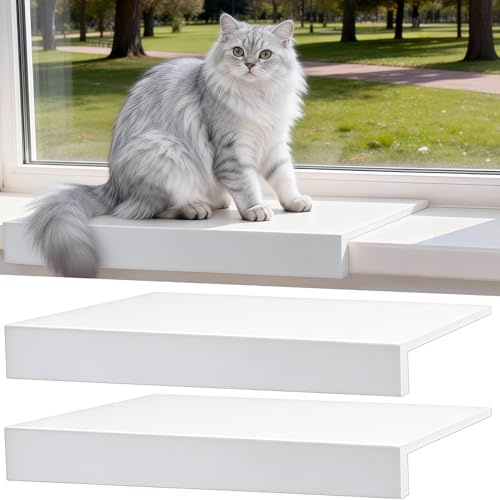 Dmnnlp 2 Pack White Window Sill Protector 17.3 × 6.3, Waterproof PVC WindowSill Cover with Adhesive Tape, Cuttable Window Ledge Protector for Cats Dogs Scratch & Home Decor