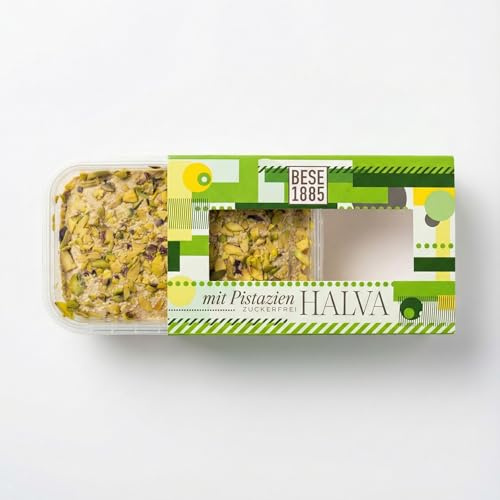 Halva di Tahina al Pistacchio 227 g | Senza Zucchero – con Estratto di Datteri – 60% Pasta di Sesamo – Senza Glutine – Prodotta in Turchia