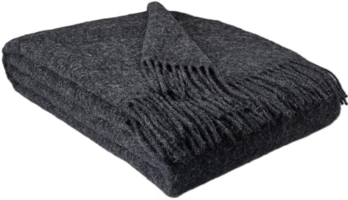 STTS International Wolldecke 100% Schurwolle Wohndecke 140 x 200 cm Tagesdecke Schurwolldecke Woll-Plaid Tirol M/V in vielen Farben erhältlich (Anthrazit (MU))