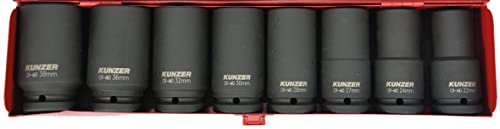 KUNZER 7SSE348 Schlagschraubereinsätze 3/4“, CrMo-Stahl, 22, mit Box, 38 mm