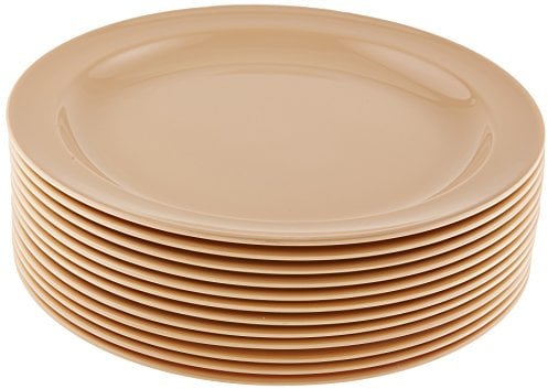 Winco MMPR-10 Round Melamine Plate, 10.25-Inch, Tan, Medium