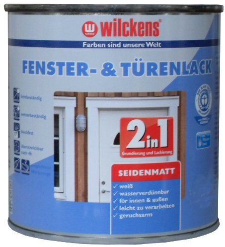 2in1 Türen und Fensterlack weiss inkl. Pinsel von E-Com24 zum Auftragen (2 in 1 750 ml seidematt)