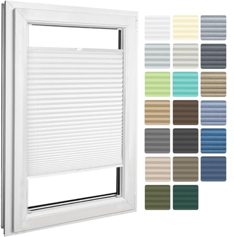 Home-Vision Premium Plissee zum Anschrauben Weiß B90cm x H100cm | Blickdichtes Fensterrollo mit Halterungen zum Bohren in der Glasleiste Sonnenschutz Jalousie für Fenster & Türen