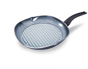 Moneta Aria Finegres Bistecchiera antiaderente naturale 28cm, Alluminio, Grigio, anche per induzione, Made in Italy