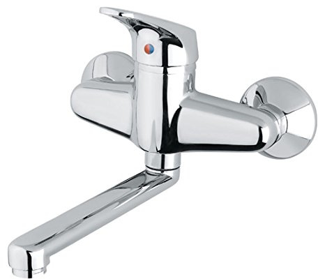 Piralla Miscelatore Cucina Muro Orientabile, Serie Ariel, Cromato, Made in Italy