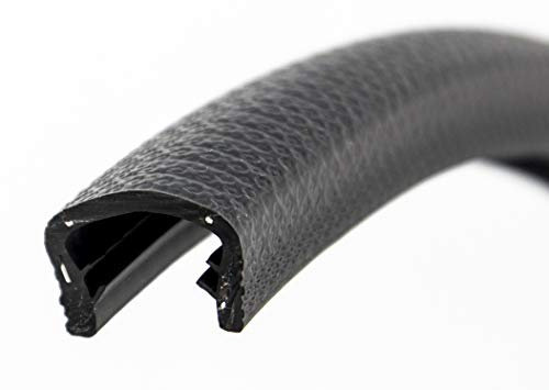 SMI-Kantenschutzprofil KS13-16S für 13-16mm PVC mit Stahleinlage Schwarz selbstklemmend ohne Kleber - Kantenschutz, Kederprofil, Kantenprofil, Kantenschutzleiste für Bleche, Platten (1 m)
