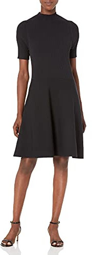 Lark & Ro Women's Matisse Half-Sleeve Funnel Neck Cut-Out Dress, Black, S