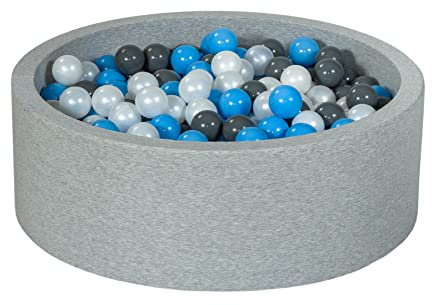 Velinda Soft Jersey Baby Kids Children Ball Pit with 450 balls, Gift (Balls colours: pearl, grey, light blue)