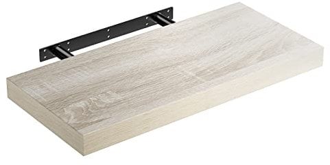 Casaria® Wandregal Holz Eiche Hängeregal mit Halterung 15kg Tragkraft Küche Wohnzimmer Flur Schweberegal Bücherregal Regalbrett Schwebend 50cm