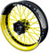 OneWheel Felgenaufkleber Motorrad passend für alle 17 Zoll Supermoto Felgen - Vorder- und Hinterrad beidseitig inkl. Farbiger Spokes - V9 - Felgenrandaufkleber (gelb)