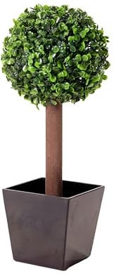 Metro Garden Artificial Boxwood Topiary Ball Tree in Black Resin Pot, 42cm (1.5ft) Tabletop Tree by Floralcraft Buxus Hedge Ball for Indoor and Outdoor Decor