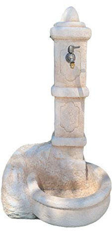 Fanuli Manufatti Fontana Castello MOD. Aragonese in Cemento Bianco e Polvere di Marmo, Colore Nocciola Cemento