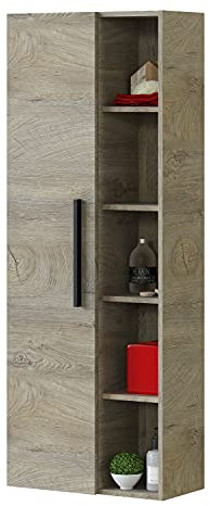 Habitdesign Athena Columna de Baño Suspendida 1 Puerta + Estantes, Roble Alaska, Grande
