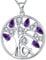 YL Tree of Life Necklace 925 Sterling Silver cut February Birthstone Amethyst Family Tree Girl Pendant Necklace for Women,45+3CM