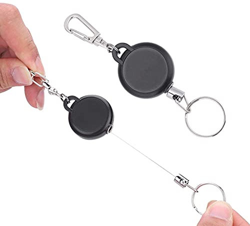 Portachiavi Retrattile, Cavo Metallico in Acciaio Inossidabile da 60 cm Portachiavi Retrattile Portachiavi allungabile