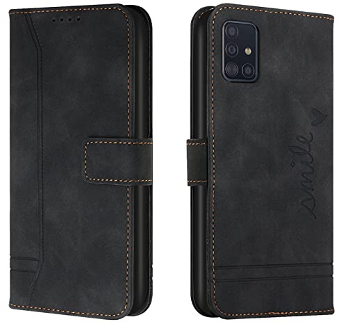 Lihondar Kompatibel mit Samsung Galaxy M51 Hülle, Handyhülle Samsung M51, M51 Leder Klappbar Schutzhülle Tasche Wallet Brieftasche [Ständer] Cover Flip Case für Samsung M51 Klapphülle (Schwarz)