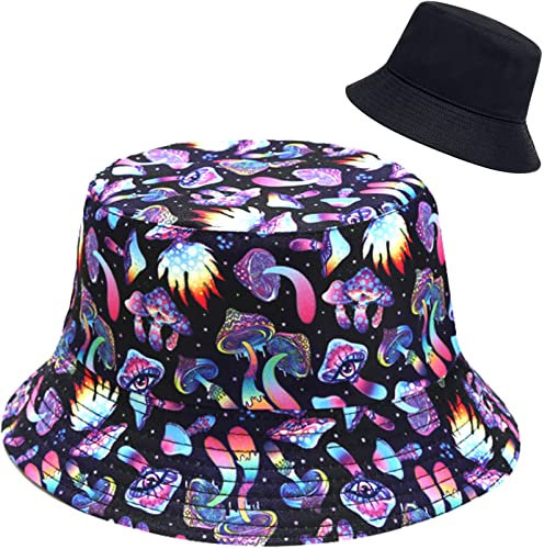 XYIYI Pilzhüte für Damen und Herren, Reise, Strand, Sonnenhut, Outdoor, Fischerhut, Magic Mushrooms Psychedelic, Einheitsgröße