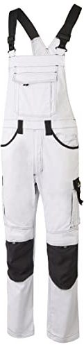 Hans Schäfer Workwear HSW Professional – Latzhose für Herren – Lange Arbeitshose mit Knietaschen – Bequem, strapazierbar und qualitativ – Weiss, 28