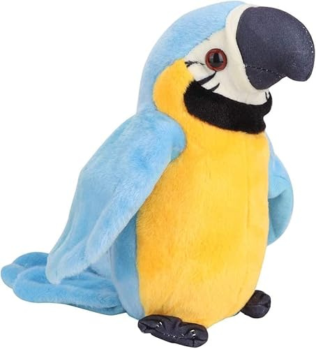 Suyamir Loro parlante para niños habla hablando record,peluche parlante.Juguete peluche que reproduce la voz repite lo que dices. Regalo para niños y bebés (BLU)