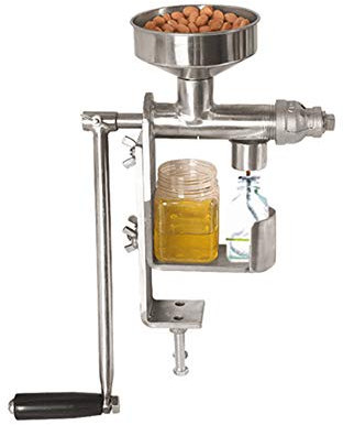 TAISK Ölpresse, Edelstahl-Ölextraktionsmaschine mit Handkurbel, Erdnuss-Olivenöl-Ölpresse in Lebensmittelqualität/Silber / 33x5x36cm (Silber 33x5x36cm)