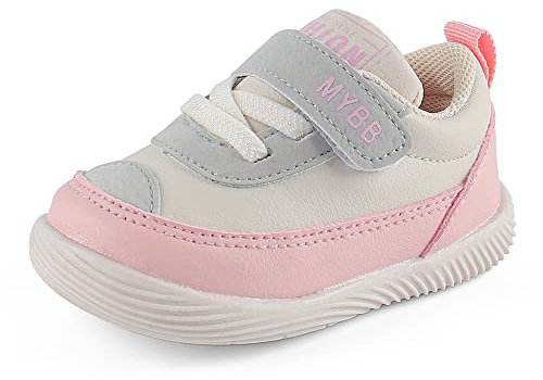 LACOFIA Scarpe Neonata Scarpine Primi Passi Bambina Sneakers Bambini con Suola in Gomma Antiscivolo Rosa 18(Etichetta 16)