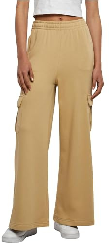 Urban Classics Damen Hose Ladies Highwaist Wide Leg Cargo Terry Pants unionbeige XS