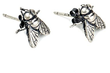 Duae Ohrstecker,925 Silber Fliegen Ohrringe Ohrstecker Steampunk Insekt Ohrringe Gothic Post Ohrstecker Splitter Vintage Lustige Piercing Ohrringe Für Männer Frauen Mädchen Schmuck Mit Geschenkbox