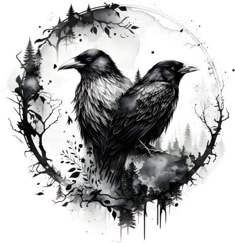 Samunshi Hugin und Munin Raben Krähen Aufkleber Autoaufkleber für Motorrad Fahrrad Roller oder Auto Sticker Fahrrad MTB Mountainbike Rennrad Viking Wikinger (39x50cm Hugin und Munin Raben Krähen)