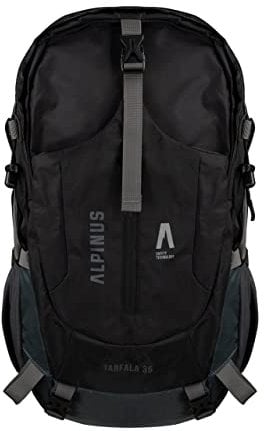Alpinus Tarfala Wanderrucksack 35L Schwarz - Trekkingrucksack mit ADS-Belüftungssystem, Laptopfach & Regenhülle für Wandern & Tagestouren, Outdoor Rucksack für Wandern und Trekking