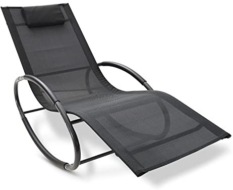 LECO Schaukel Gartenliege Schaukelstuhl Mila 178 x 64 x 78 cm Sonnenliege schwarz
