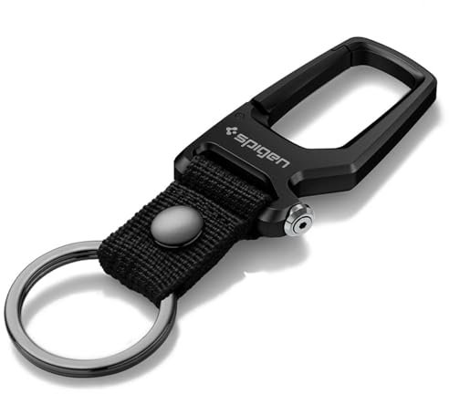 Spigen Carabiner Clip, Key Chain Bottle Opener, Keychain Ring, Keychain Clip, Keyring for Ladies and Men - Black