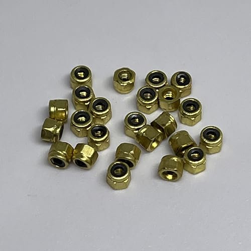 24 Pcs Leefai Gold Fingerboard Self Lock Nuts for Fingerboard Trucks-Upgraded Nylon Insert