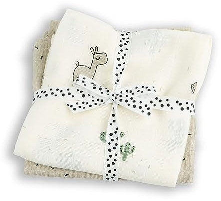 Done by Deer 3023289 Mulltücher/Swaddle 2er Set - Lama Lalee Sand (120x120 cm)
