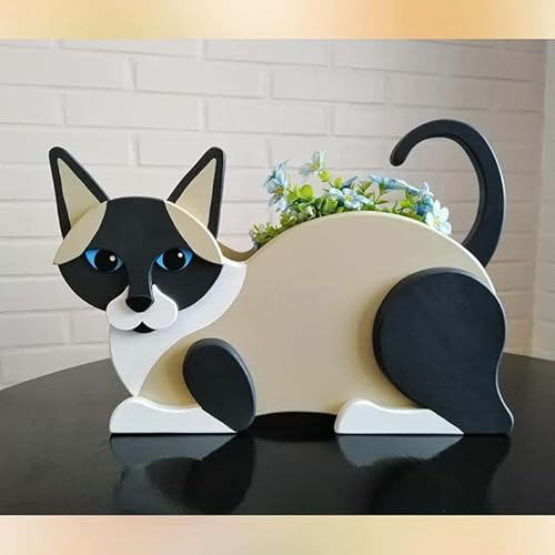 Cat Shaped Planter Wooden Planter Large Planter Boxes Outdoor Raised Cat Planters for Indoor Outdoor Plant, Succulent, Cat Flower Pot for Garden, Gift for Pet Lovers (#7)
