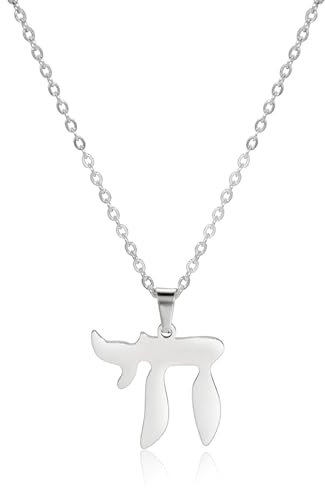 UNIFT Hebräische Chai-Halskette für Damen, Edelstahl, klassisches hebräisches Lebenszeichen Buchstabe Chai Anhänger, Halskette, religiöser jüdischer Schmuck, one size, Edelstahl, Kein Edelstein