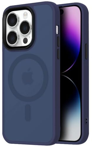 Mixroom - Cover Custodia Bumper Opaco per iPhone 12 PRO Max Compatibile con MagSafe Accessori Cerchio Magnetico Integrato Retro Semitrasparente Bordo Morbido in TPU Silicone Blu Scuro