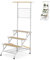 TANGZON 4-Tier Ladder Plant Stand on Wheels, Metal Frame Plant Display Shelf with Hanging Bar & Trellis, Rolling Potted Flower Holder for Home Living Room Garden Patio Balcony