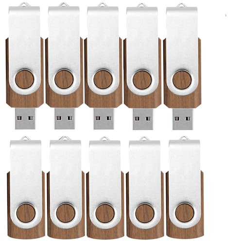 8GB USB Stick Holz 10 Stück TATMOHIK 8GB USB Speicherstick 10er Pack Wood Memory Stick USB 2.0 Metall-Schwenkclip Flash Drive Schnellen Geschwindigkeit USB-Flash-Laufwerk