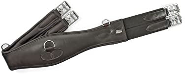 Equestro Sattelgurt aus Leder, konturiert, 105 cm, Braun