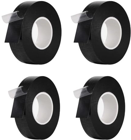 TAIHOBO 4 Piezas Cinta Aislante Negra, 17,8m Selladora Impermeable, Sellador Fugas Agua en Dos Tamaños, Adhesiva Autovulcanizante para Reparar Tuberías de Emergencia