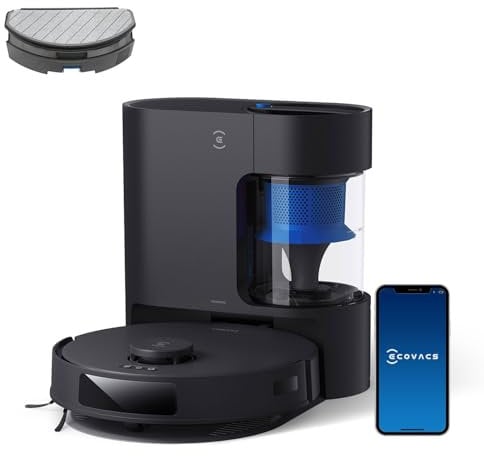 ECOVACS DEEBOT N20 PRO Plus Saugroboter mit Wischfunktion, Automatischer Entleerung Station, 8000Pa Saugkraft, Anti-Haar-Verhedderung, bis zu 300 Minuten Laufzeit,Schwarz